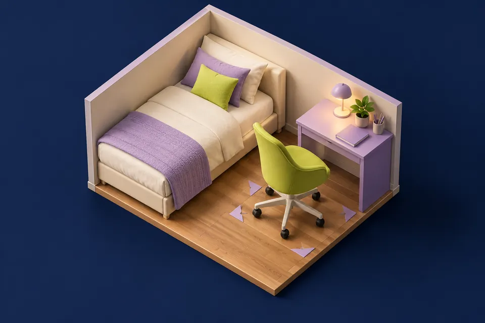 The desk can fit perfectly while the chair makes the room unusable.